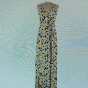MSK Vibrant Floral Maxi Dress - Yellow and Blue